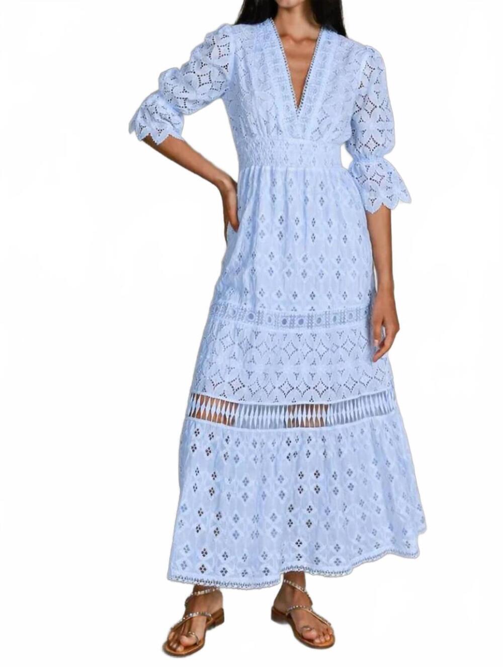 NEW TEMPTATION POSITANO curry maxi dress in cielo